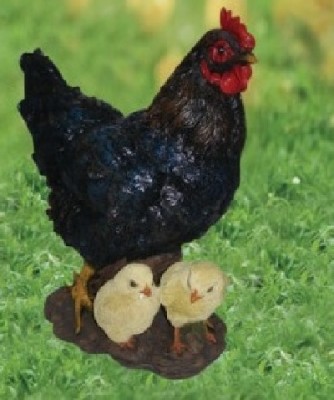 Groenten Levensechte beelden Dierenbeelden levensecht Kip met kuikens Zwart Stone Lite 30x35  (3070 zwart)